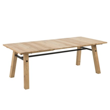 Table à manger STEFFIE, plaqué chêne sauvage brossé et laqué