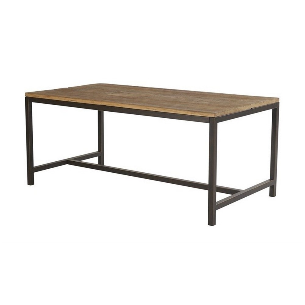 Table à manger VIKY, vieil orme ciré, bois