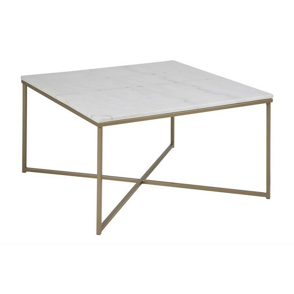 Table basse ALESSIA, plateau en marbre, blanc