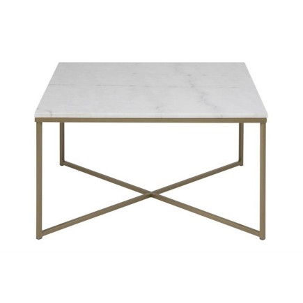 Table basse ALESSIA, plateau en marbre, blanc