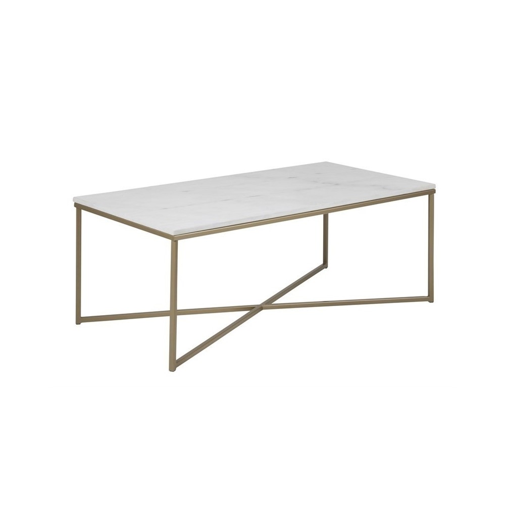 Table basse ALEXANDRA, plateau marbre, blanc