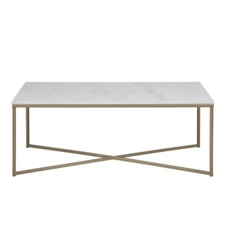 Table basse ALEXANDRA, plateau marbre, blanc