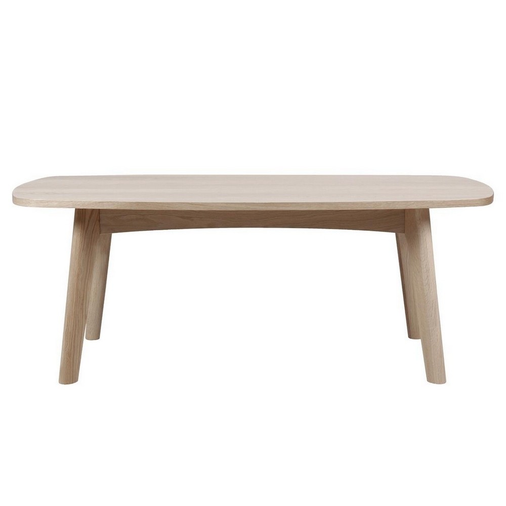Table basse MADO, coins arrondis, bois pigmenté blanc