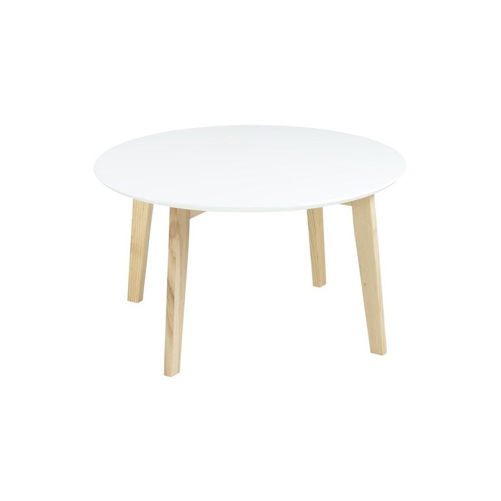 Table basse MONA, plateau en bois laqué, bois/blanc