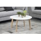 Table basse MONA, plateau en bois laqué, bois/blanc