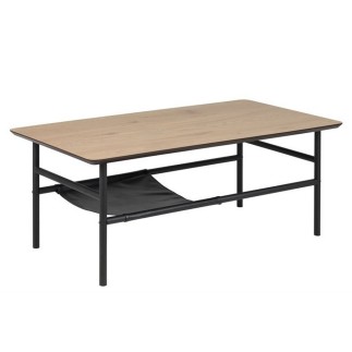 Table basse OLGA, feuille de chêne sauvage, étagère noire