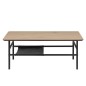 Table basse OLGA, feuille de chêne sauvage, étagère noire, bois cendré/noir