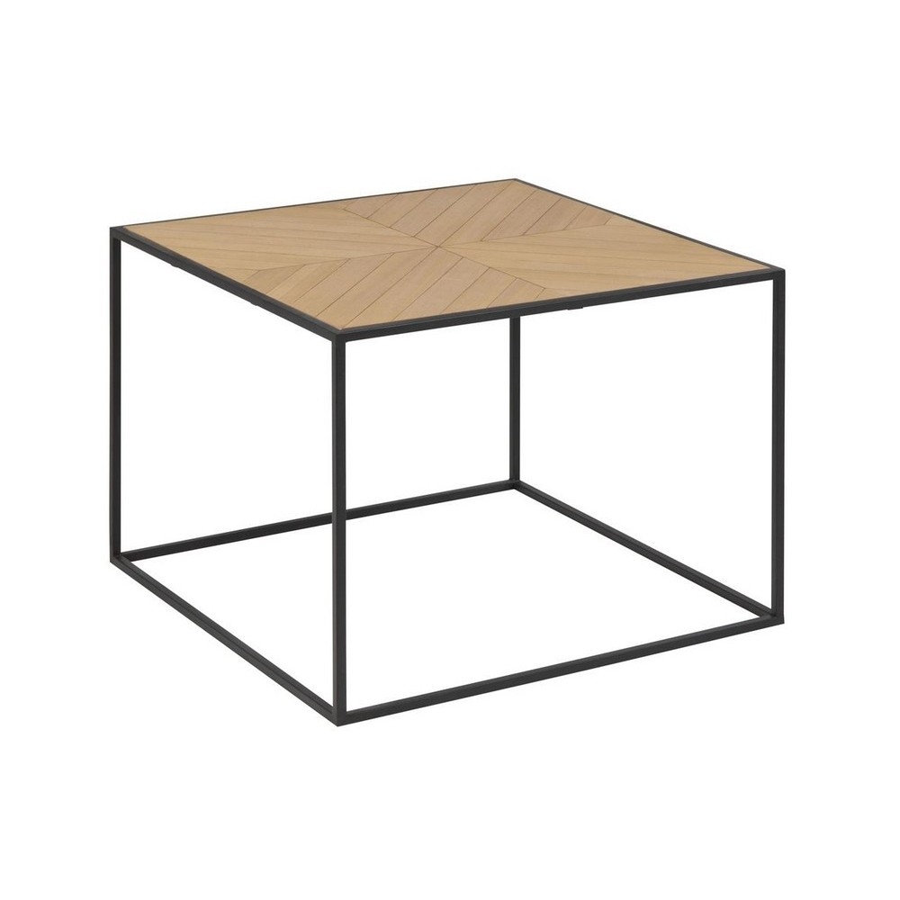 Table basse ORNELLA, placage paulownia nature, bois naturel/noir
