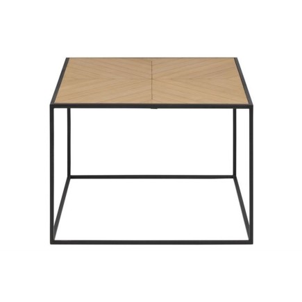 Table basse ORNELLA, placage paulownia nature, bois naturel/noir