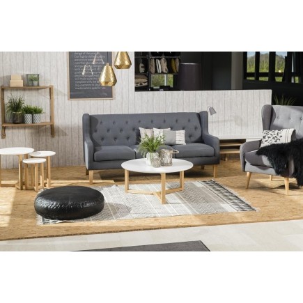 Table basse OSCARINE, plateau en bois laqué, bois/blanc