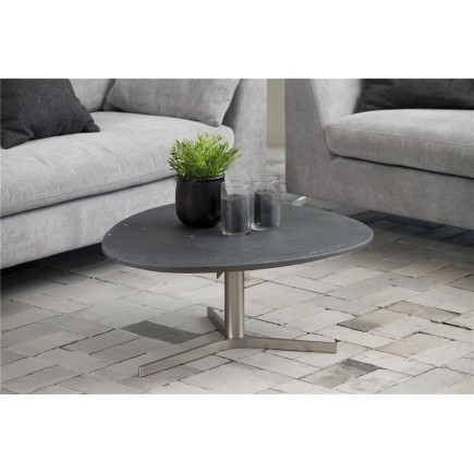Table basse POLINA, plateau en marbre, Noir