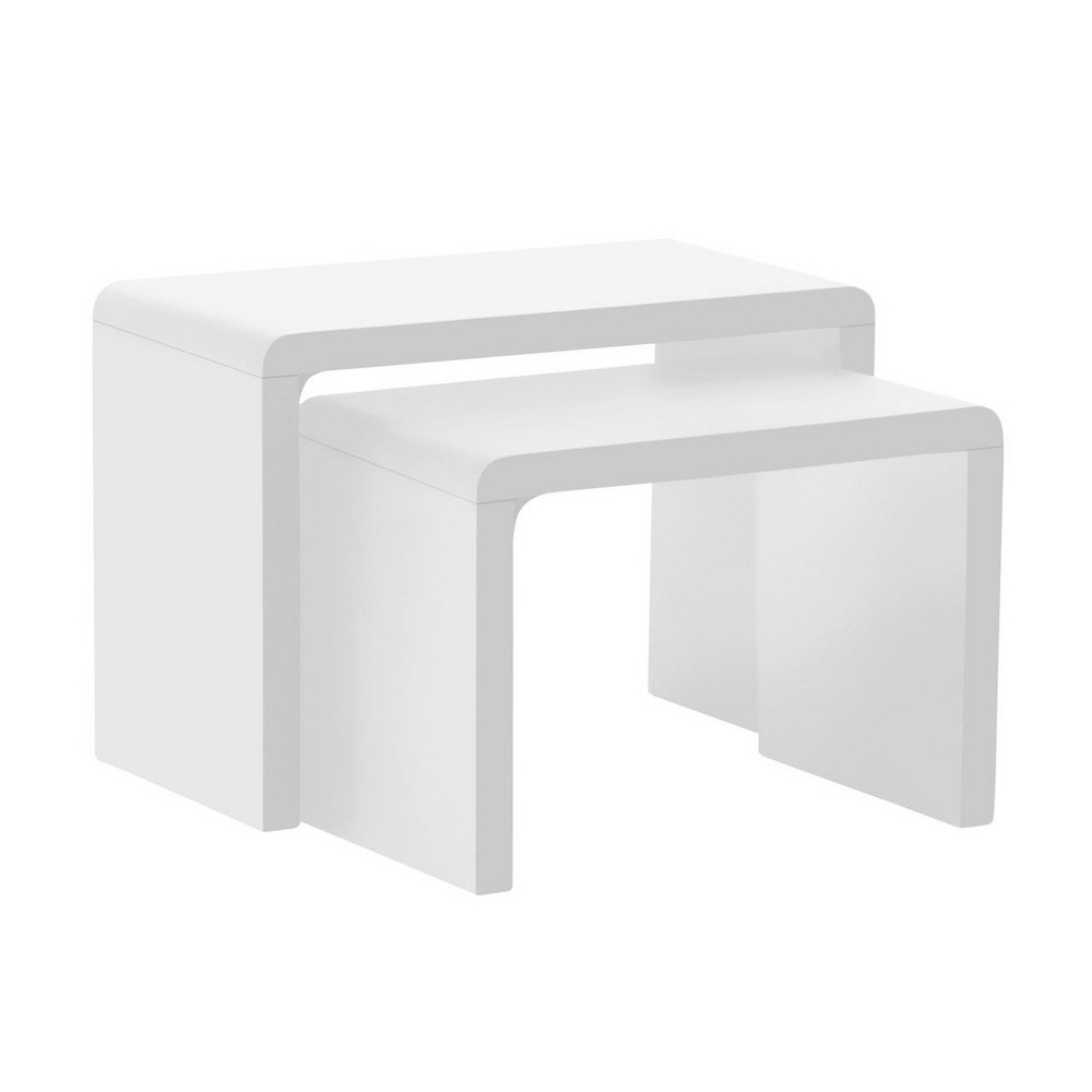 Table basse SULLY, gigogne, haute brillance, blanc, blanc laqué