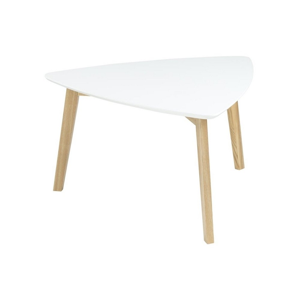 Table basse VIOLETA, plateau en bois, laqué, blanc/bois