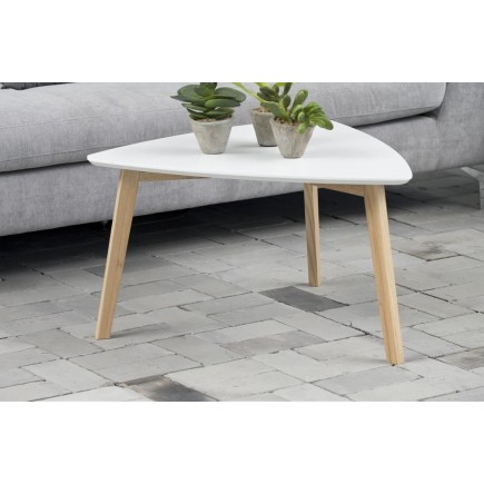 Table basse VIOLETA, plateau en bois, laqué, blanc/bois