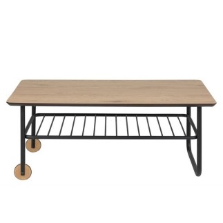 Table basse WHITNEY, feuille de chêne sauvage, base en métal, bois/noir