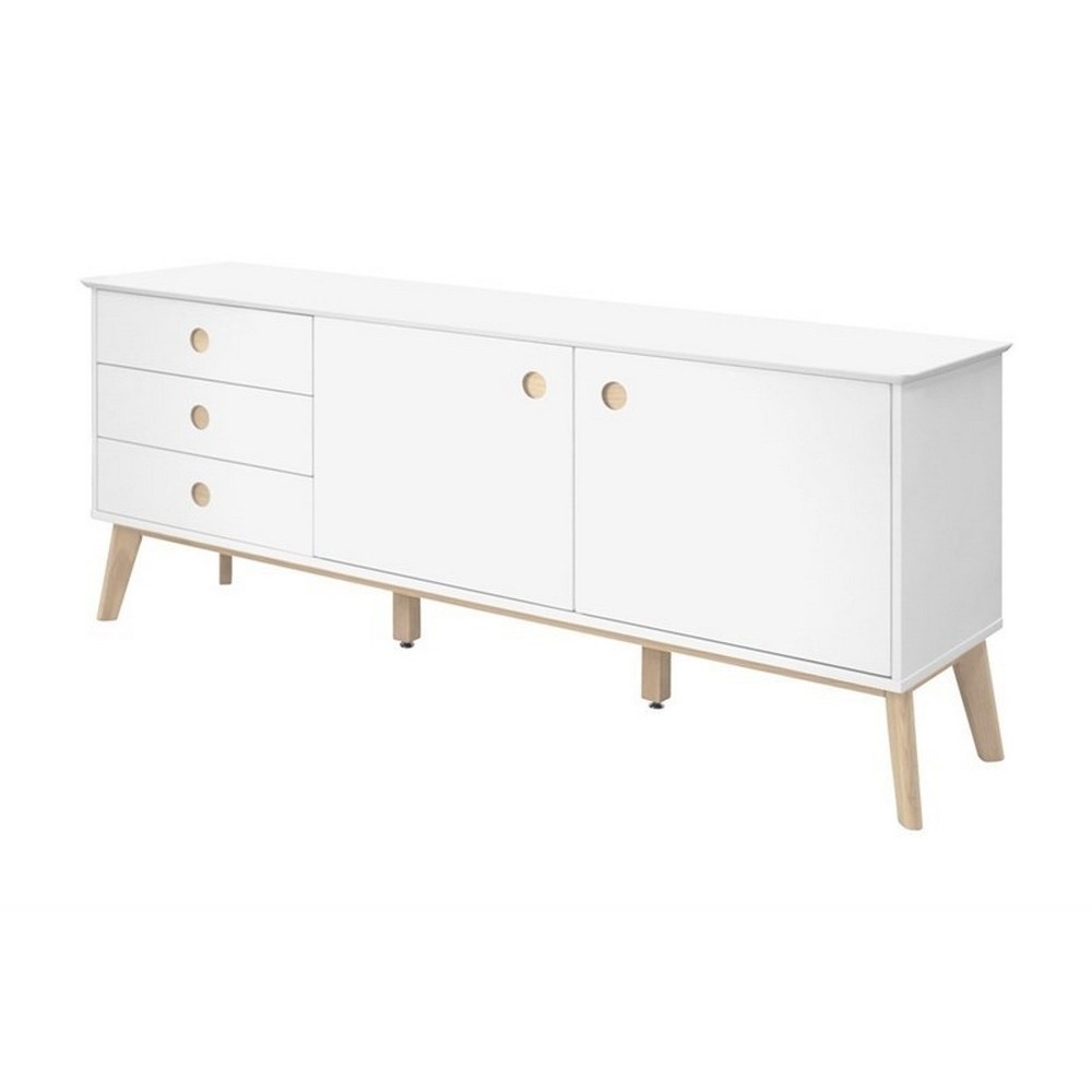 Buffet CENZO, 2 portes, 3 tiroirs, blanc