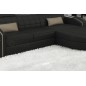 Canapé d'angle en cuir italien 5 places ELSON, noir et beige, angle droit