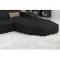 Canapé d'angle en cuir italien 5 places ELSON, noir et beige, angle droit