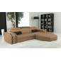 Canapé d'angle en cuir italien 5 places ELSON, beige et noir, angle droit