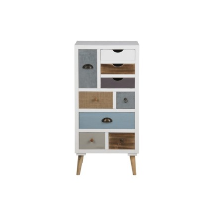 Commode TANYA, bois blanc, 9 tiroirs