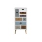 Commode TANYA, bois blanc, 9 tiroirs, multicolore