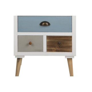 Commode TANYA, bois blanc, 9 tiroirs, multicolore