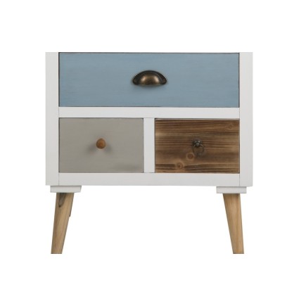 Commode TANYA, bois blanc, 9 tiroirs, multicolore