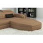 Canapé d'angle en cuir italien 5 places ELSON, beige et noir, angle droit