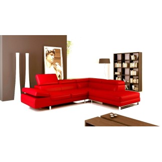 Solde de la commande du 13/04/2018 , 1X Canapé d'angle en cuir italien 5/6 places george, petit modèle, rouge, angle droit