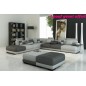 Canapé d'angle en cuir italien 7/8 places ELIXIR, gris clair et gris foncé, 1 POUF OFFERT, angle gauche