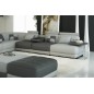 Canapé d'angle en cuir italien 7/8 places ELIXIR, gris clair et gris foncé, 1 POUF OFFERT, angle gauche