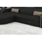 Canapé d'angle en cuir italien 5 places ELSON, noir et beige, angle gauche