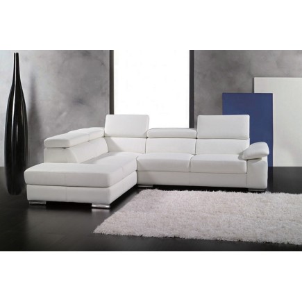 1er paiement de la commande , Canapé d'angle PETIT ALTO en cuir haut de gamme italien Gris clair N°9507 Idem photo Sans pouf, an