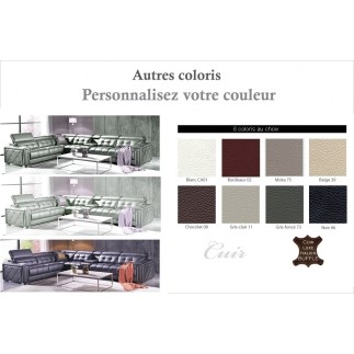 Canapé d'angle en cuir de buffle italien de luxe 6/7 places, PRESTIGIA, couleur personnalisée, angle gauche