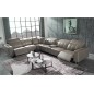 Canapé d'angle relax en cuir de buffle italien de luxe avec 2 relax électriques, 7/8 places, MONTE CARLO, couleur moka, angle ga