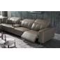 Canapé d'angle relax en cuir de buffle italien de luxe avec 2 relax électriques, 7/8 places, MONTE CARLO, couleur moka, angle ga
