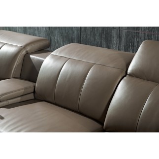 Canapé d'angle relax en cuir de buffle italien de luxe avec 2 relax électriques, 7/8 places, MONTE CARLO, couleur moka, angle ga