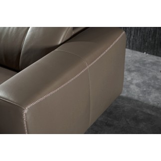 Canapé d'angle relax en cuir de buffle italien de luxe avec 2 relax électriques, 7/8 places, MONTE CARLO, couleur moka, angle ga
