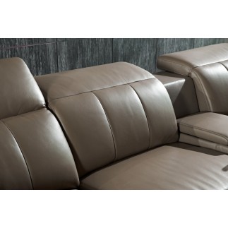 Canapé d'angle relax en cuir de buffle italien de luxe double relax électrique, 7/8 places, MONTE CARLO, couleur moka, angle dro