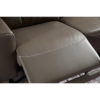 Canapé d'angle relax en cuir de buffle italien de luxe double relax électrique, 7/8 places, MONTE CARLO, couleur moka, angle dro