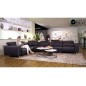 Canapé d'angle relax en cuir de buffle italien de luxe avec 2 relax électriques, 7/8 places, MONTE CARLO, couleur noire, angle g