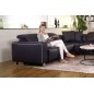 Canapé d'angle relax en cuir de buffle italien de luxe avec 2 relax électriques, 7/8 places, MONTE CARLO, couleur noire, angle g