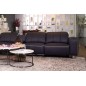Canapé d'angle relax en cuir de buffle italien de luxe avec 2 relax électriques, 7/8 places, MONTE CARLO, couleur noire, angle g