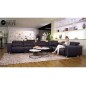 Canapé d'angle relax en cuir de buffle italien de luxe double relax électrique, 7/8 places, MONTE CARLO, couleur noir, angle dro