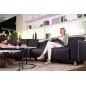 Canapé d'angle relax en cuir de buffle italien de luxe double relax électrique, 7/8 places, MONTE CARLO, couleur noir, angle dro