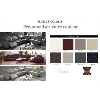 Canapé d'angle relax en cuir de buffle italien de luxe double relax électrique, 7/8 places, MONTE CARLO, couleur personnalisée,