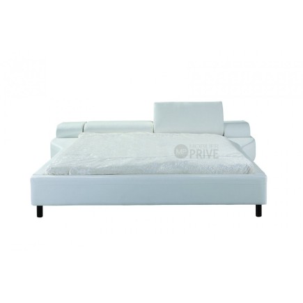 Lit en cuir italien de luxe ATHENA, blanc, 140x190