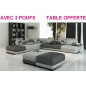 Canapé d'angle en 100% Tout Cuir intégral italien 7/8 places ELIXIR PRESTIGE, avec 3 poufs et la table, gris foncé et gris clair Canapé d'angle en 100% Tout Cuir intégral italien 7/8 places ELIXIR PRESTIGE, avec 3 poufs et la table, gris foncé et gris clair