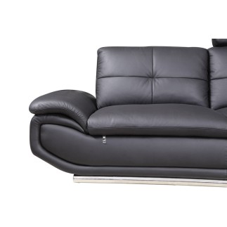 Canapé d'angle en cuir buffle italien de luxe 6/7 places BELLALIGNA, noir, angle droit