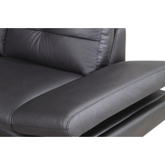 Canapé d'angle en cuir buffle italien de luxe 6/7 places BELLALIGNA, noir, angle droit